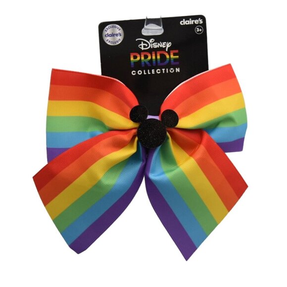Disney Pride Collection Rainbow Hair Bow With Mickey Mouse Center By Claires - Picture 1 of 3